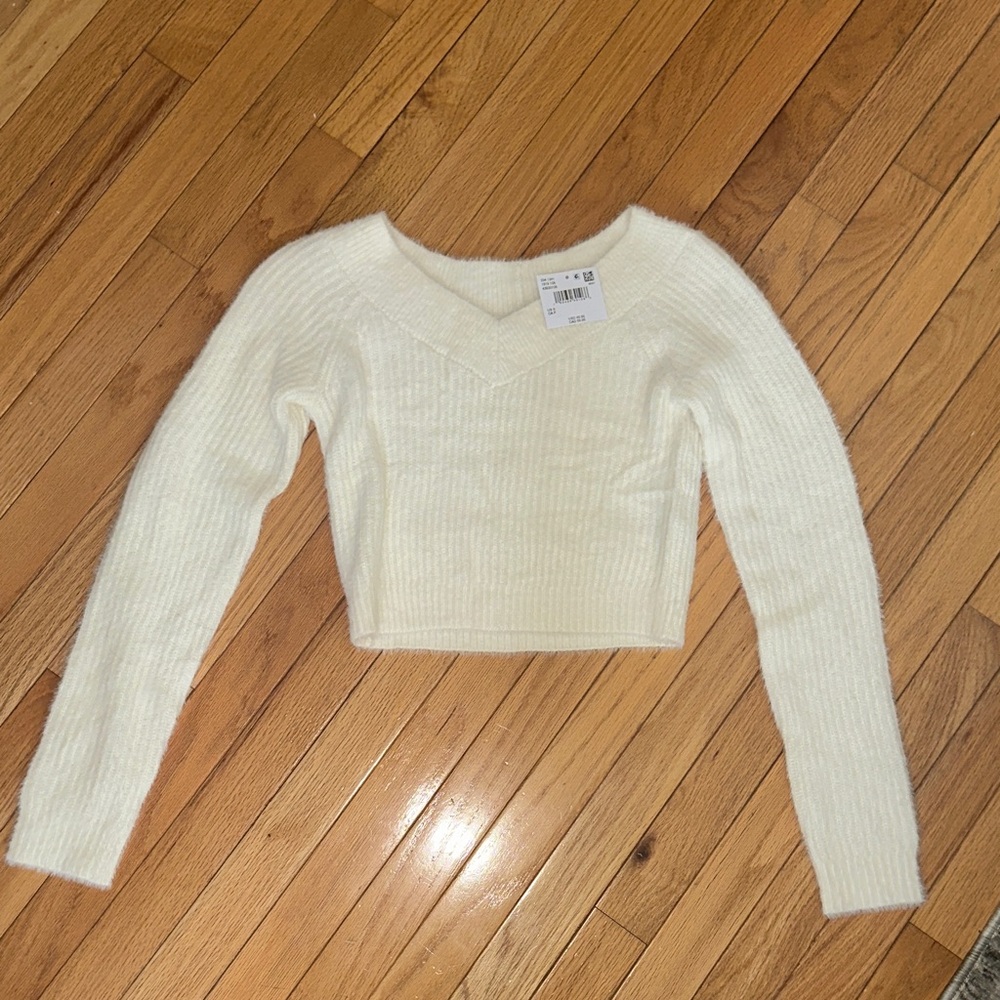 American Eagle Outfitters Cream Off-the-Shoulder Sweater